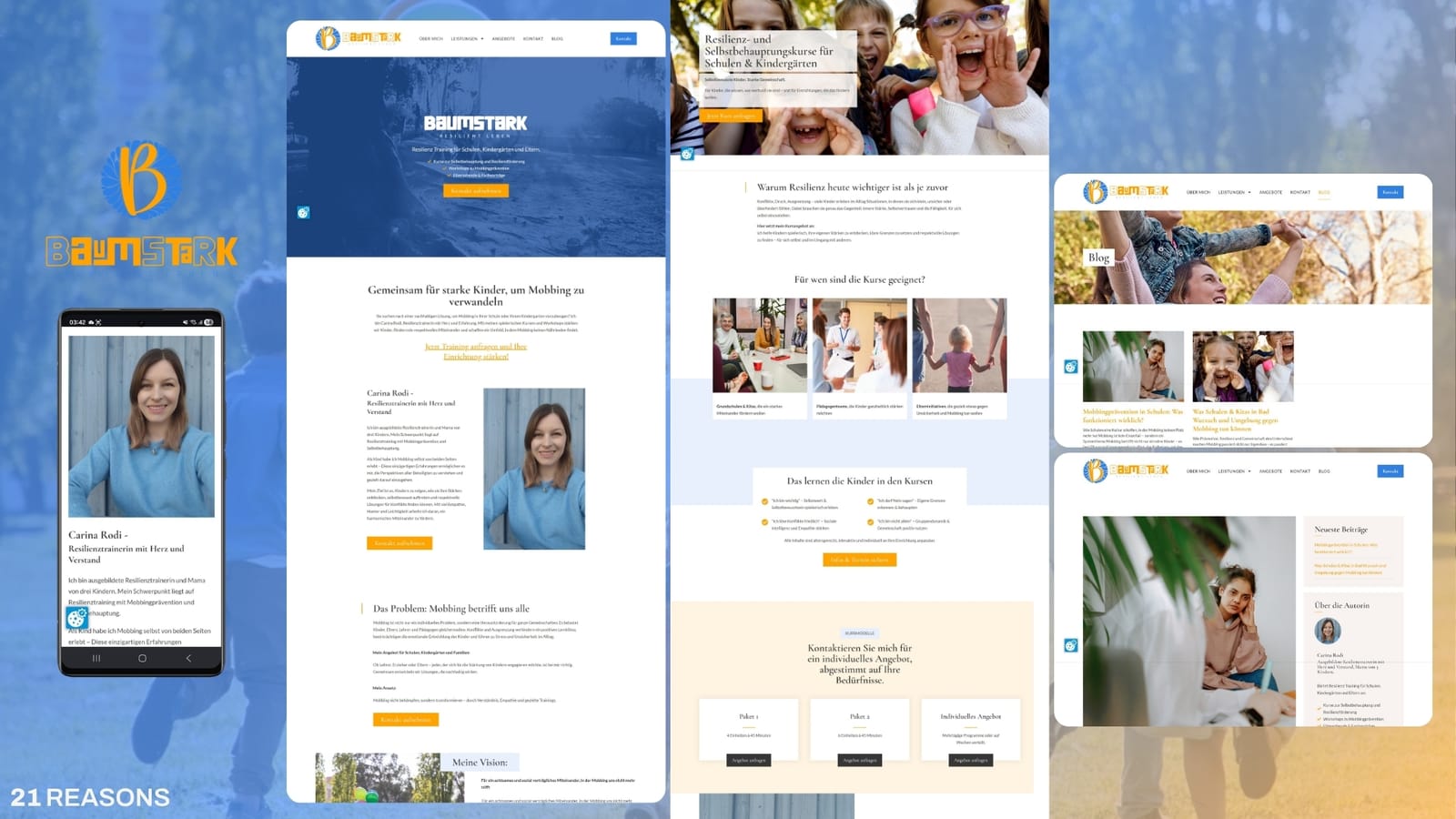 Verkaufsstarke Website für Carina Rodi · Baumstark Resilient Leben