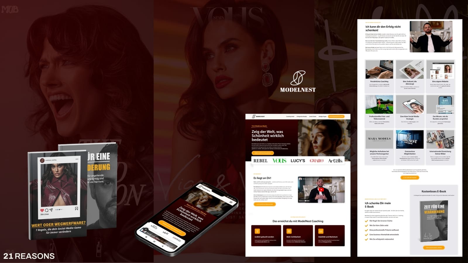 Verkaufsstarke Website für Modelnest College